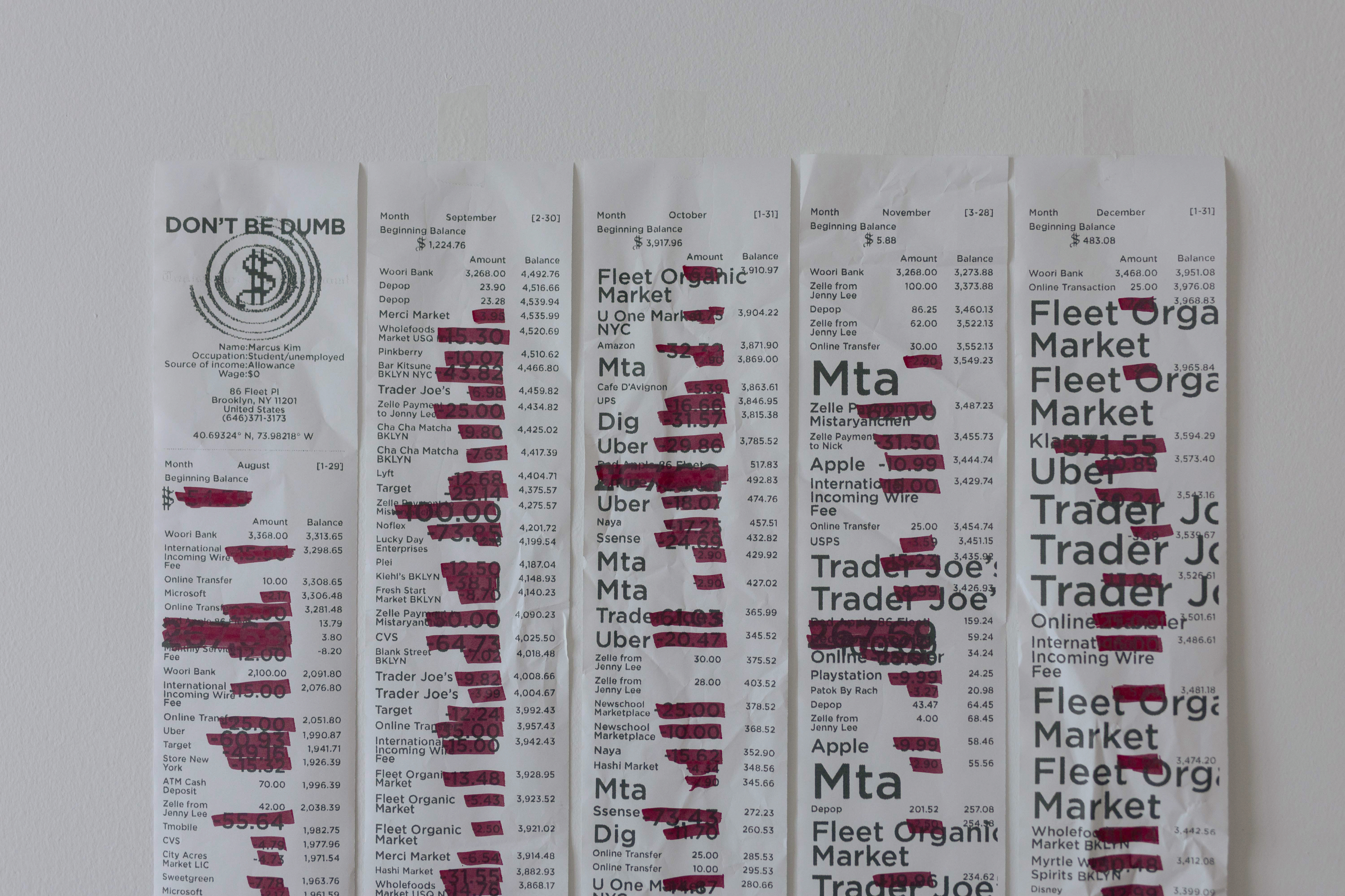 Receipt wall installation